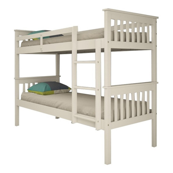 Cucheta Cama Juvenil 100% Madera Cama Escalera Dormitorio Color Blanco