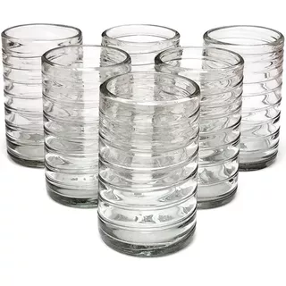 Set 6 Vasos Para Agua Espiral Cristalino (8x13) -vidrio Sopl