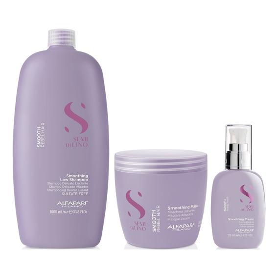 Shampoo Anti Frizz 1000ml+ Mascarilla+ Crema Alfaparf Smooth