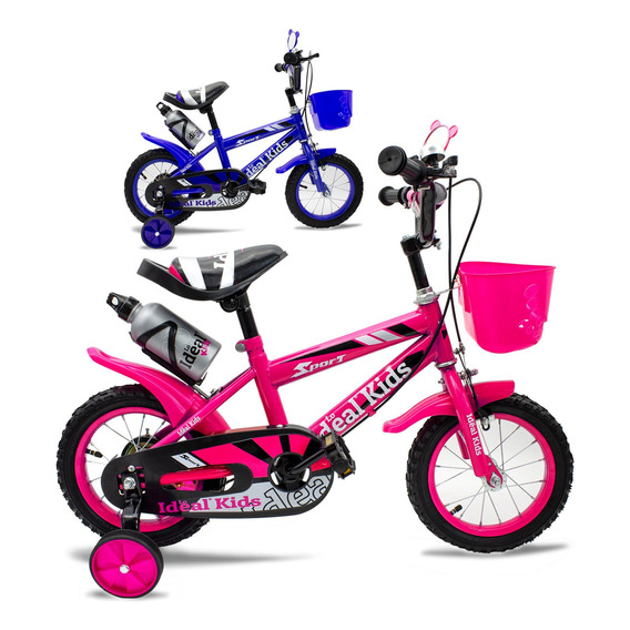 Bicicleta urbana infantil Lo Ideal Kids R12 1v frenos caliper color rosa con ruedas de entrenamiento