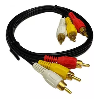 Cable De Audio Y Video 3 Rca 3 Metros, Gold, Dinon Pack 8 