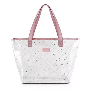 Bolsa Shopper Transparente Jacki Design Glow Feminino Adultos Alças Rosas