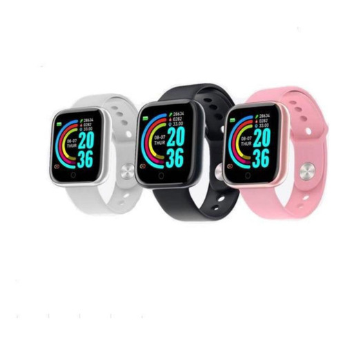 Smart Watch Smartwatch D20 Bluetooth Ios Android Funda color rosa correa color negro bisel color negro