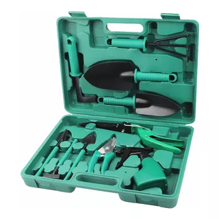 Kit Set Jardineria Jardin 10 Piezas Valija Plastica Acero In