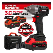 Llave Impacto Brushless Inalámbrica Kommberg 2 Baterías 20v + Cargador + Maletín Negro