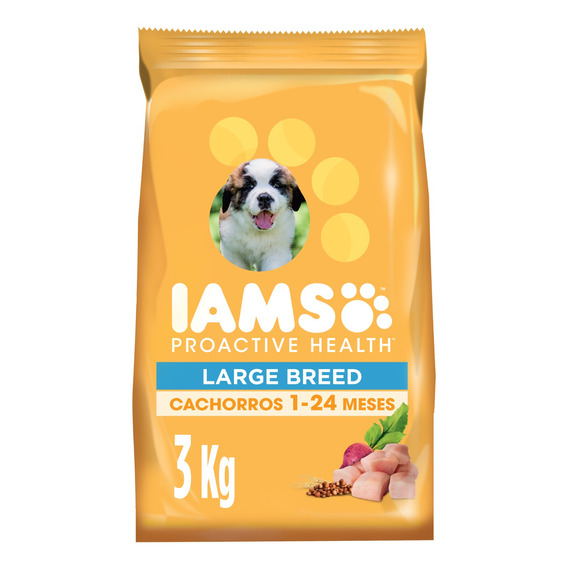 Iams Alimento Seco Perro Cachorro Raza Grande Pollo 3kg