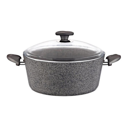 Olla Papilla Con Tapa Revestida En Granito 20 Cm 2,40l Color Gris