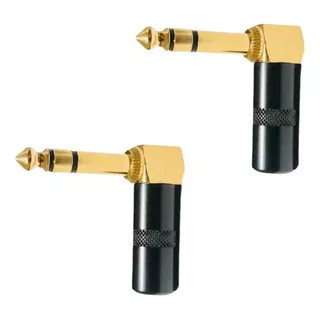 Kit 2plug Conector P10 Estereo 90graus Blindado Profissional