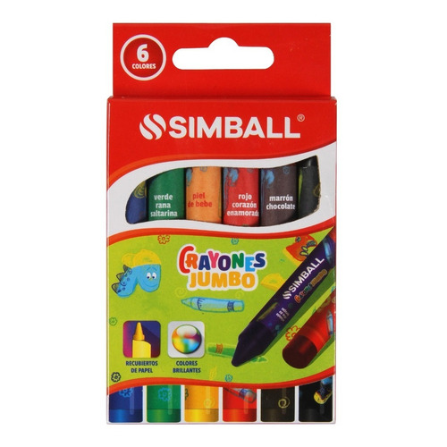 Crayones De Cera Jumbo X 6 Colores Simball