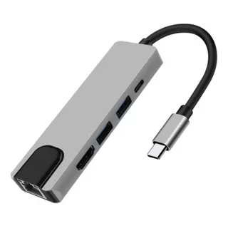 Adaptador Usb Tipo C Hdmi 4k Usb 3.0 Para Live Mac Rj45 5in1