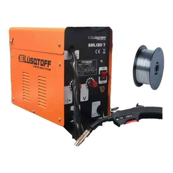 Soldadora Lüsqtoff Mig Flux SML130-7 Con Rollo De Alambre Flux - Naranja/Negro - 220V - 50 Hz