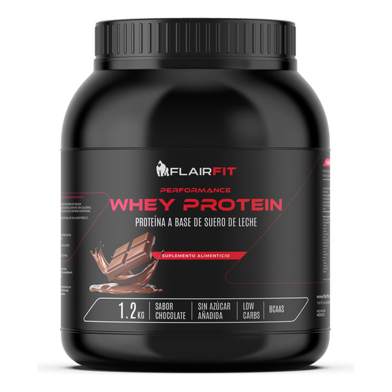 Flairfit® Whey Protein, Proteína Suero De Leche, Low Carbs 1.2 Kg, Sabor Chocolate