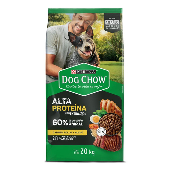 Purina Dogchow Adlts Alta Proteina Carne Pollo Huevo 20kg