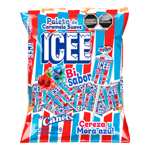 Icee Paleta De Caramelo Suave Bisabor bolsa con 38 piezas