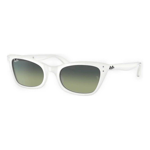 Anteojos de sol Ray-Ban Lady Burbank Small con marco de acetato color polished white, lente green/blue degradada, varilla polished white de acetato - RB2299