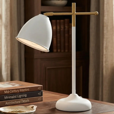 Lampara De Mesa Moderna Kryo Blanco Y Dorado E27 Led Blanco-dorado