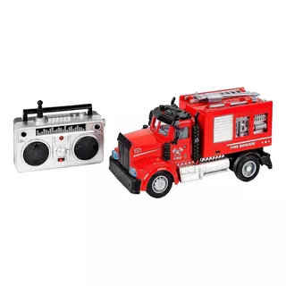 Camión Bomberos Luces Control Remoto Recargable + Baterias