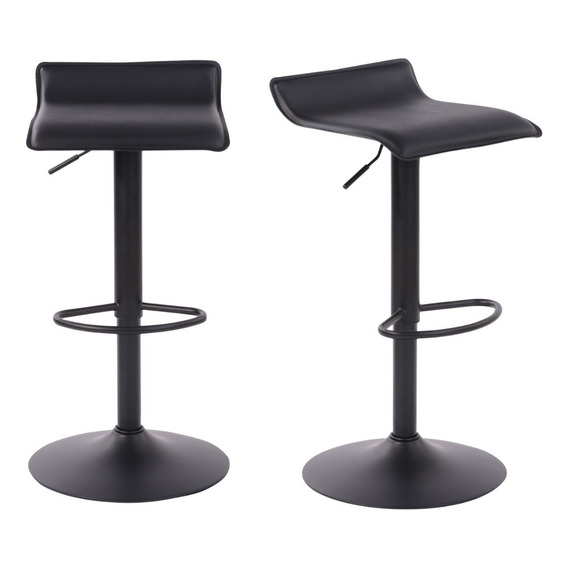 Bancos Barra Set de 2, en Estilo Moderno, Función Giratorio 360​​° y Altura Ajustable​​, con Reposapié, Color Todo Negro HOMEMAKE FURNITURE