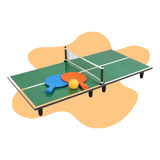 Mini Mesa De Ping Pong Com Rede E Raquetes Infantil Multikid