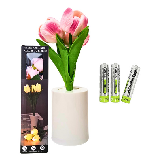 Tulipán Artificial Con Luz Flor Artificial + Pilas