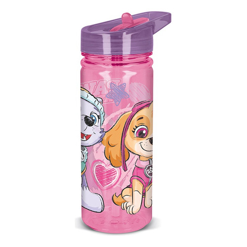 Botella Paw Patrol Tritán 580ml Con Pajita Color Rosa