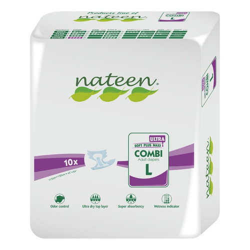 Pañales para adultos Nateen ultra soft plus maxi L x 10 u