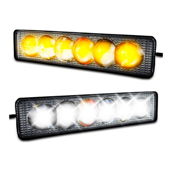 Par Faros 6 Led Barra Lupa Bicolor Luz Fija Y Estrobo