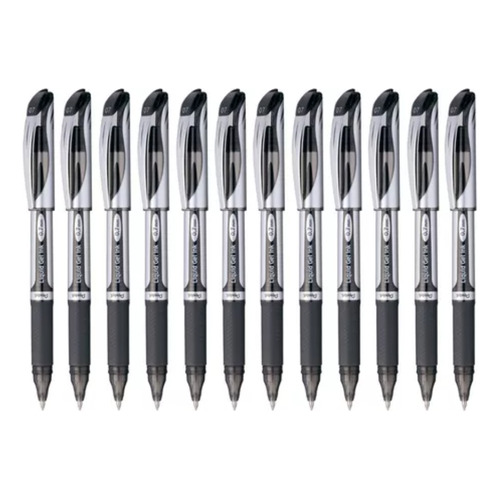 x12 Bolígrafos Pluma Gel Pentel Energel Deluxe Bl57 0.7mm Grip Color de la tinta Negro
