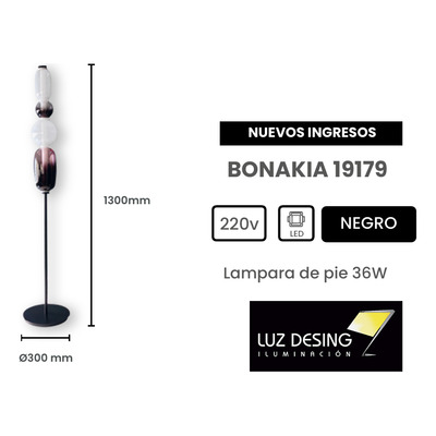 Lampara Bonakia 19179 Negra Led 36w Deco Moderno Cie