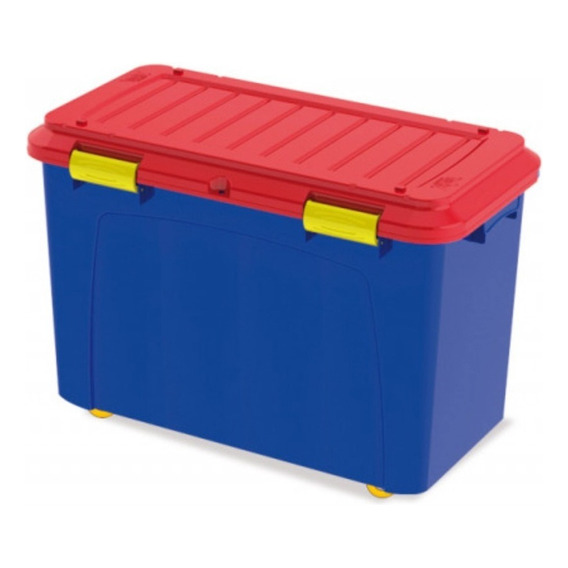 Baul Caja Almacenamiento Organizadora Megaforte 90l Ruedas Color Negro