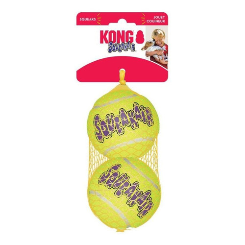 Kong Squeak Air Balls Large Juguete Pelota Perro Pack X2- Color Amarillo Tenis