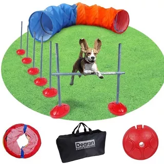 Kit Agility Tunel 2m, 5 Balizas, Salto, Bolsa Para Balizas