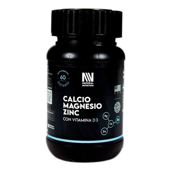 Natural Nutrition Calcio Magnesio Zinc D3 Suplemento 60c Sabor Ca Mg Zn D3