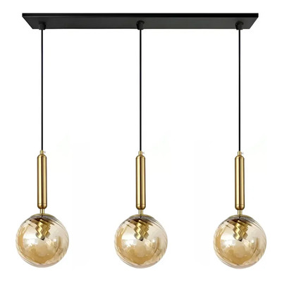 Colgante 3 Luces Pendant Dorado Deco Moderno Apto E27  Dorado