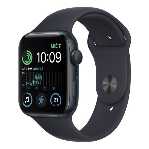 Apple Watch SE GPS - Caja de aluminio color medianoche 44 mm - Correa deportiva medianoche - Patrón