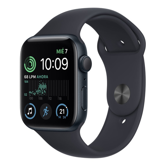Apple Watch SE GPS - Caja de aluminio color medianoche 44 mm - Correa deportiva medianoche - Patrón