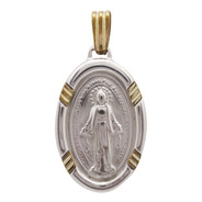 Medalla Virgen Milagrosa Plata 925 Y Oro Dublé