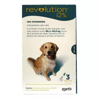Revolution 12% Combo Com 3 Unid Para Cães 20 A 40kg - 2 Ml
