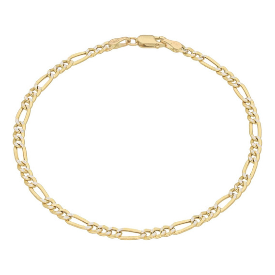 Pulsera Pulso Esclava Oro 10k Figaro 3.5mm 21cm Diamantada