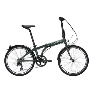 Bicicleta Plegable Belmondo 7+ Rodado 24 Frenos V-brakes Cambio Shimano Tourney Color Verde Mate Urbana Imantada