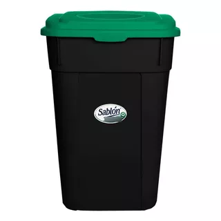 Contenedor Bote Sablon Negro 145 L Con Ruedas Y Tapa Color Verde