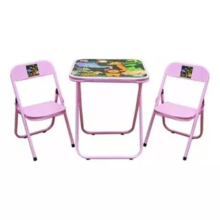 Conjunto De Mesa Infantil Floresta Com 2 Cadeiras Utilaço Cor Rosa