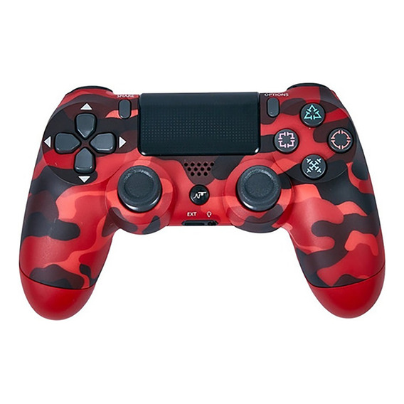 Control Gamepad Inalámbrico Njoytech Camuflado Rojo Para Ps4