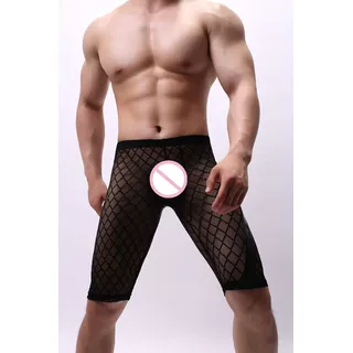Short Malla Transparente Bottom Encaje Sexy Stripper  Gay