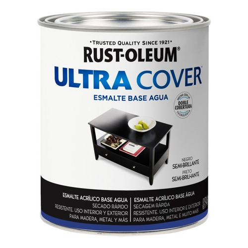 Esmalte Al Agua Ultra Cover Brochable 0,946 Litro Rust Oleum Color Negro Semi Brillante