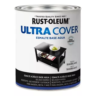 Esmalte Al Agua Ultra Cover Brochable 0,946 Litro Rust Oleum Color Negro Semi Brillante