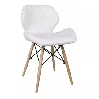 Silla Eames Tapizada Eco Cuero Acolchado Capitone Madera