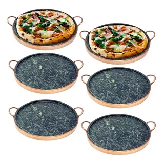 Conjunto Com 6 Formas De Pizza Pedra Sabão 35 Cm Curadas