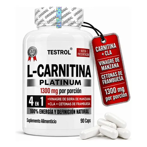 L Carnitina, Platinum 1300mg por porción | Carnitina, Vinagre de Manzana Organico, Cla y Cetonas de Frambuesa | Apoyo Metabólico | Pre Workout | Energía y Rendimiento para Hombres y Mujeres | 90 Caps