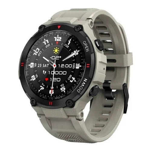 Smartwatch Lemfo K22 1.28" caja  gris y negra, malla  gris de  silicona